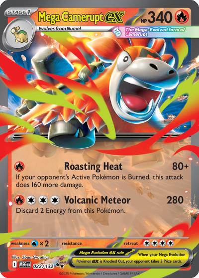 Mega Camerupt ex 22/132 Mega Evolution Pokemon card