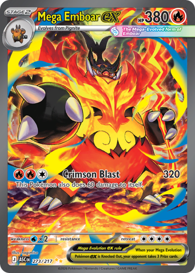 Mega Emboar ex 273/217 Ascended Heroes Pokemon card