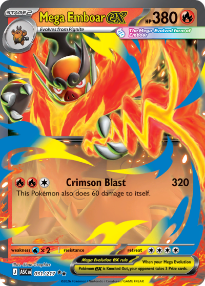 Mega Emboar ex 31/217 Ascended Heroes Pokemon card