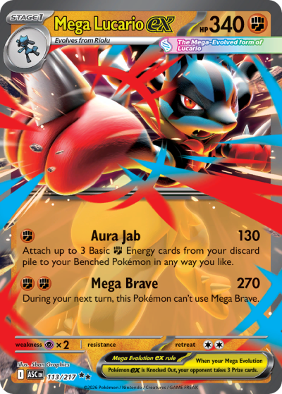 Mega Lucario ex 113/217 Ascended Heroes Pokemon card