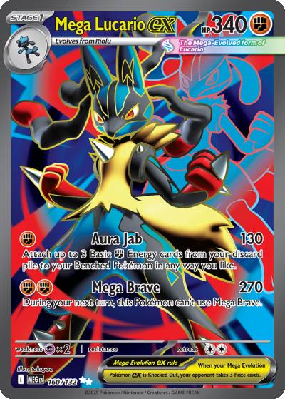 Mega Lucario ex 160/132 Mega Evolution Pokemon card