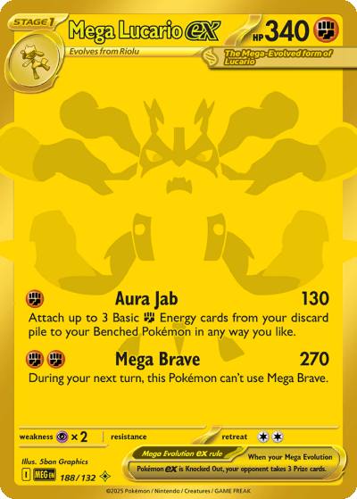 Mega Lucario ex 188/132 Mega Evolution Pokemon card