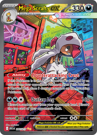 Mega Scrafty ex 285/217 Ascended Heroes Pokemon card