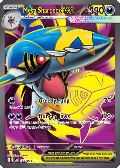 Mega Sharpedo ex 113/94 Phantasmal Flames Pokemon card
