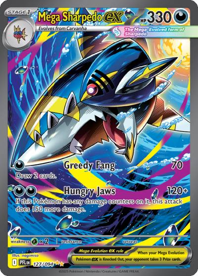 Mega Sharpedo ex 127/94 Phantasmal Flames Pokemon card