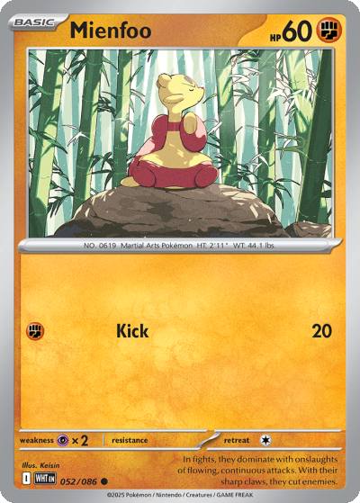 Mienfoo 52/86 White Flare Pokemon card