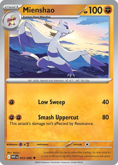 Mienshao 53/86 White Flare Pokemon card