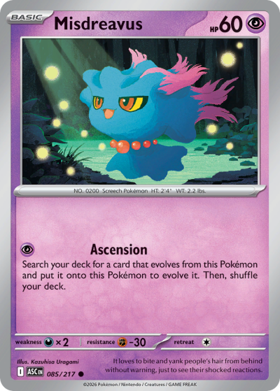 Misdreavus 85/217 Ascended Heroes Pokemon card