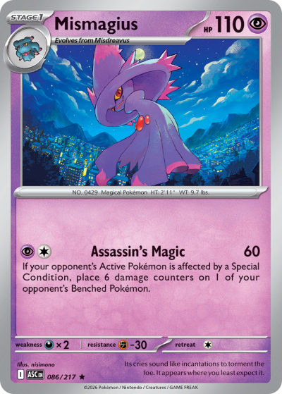 Mismagius 86/217 Ascended Heroes Pokemon card