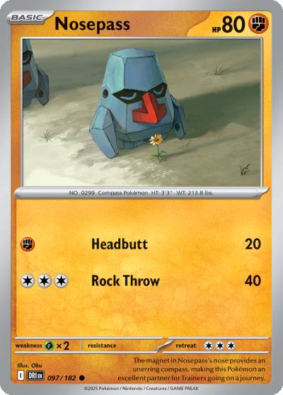 Nosepass 97/182 Destined Rivals Pokemon card