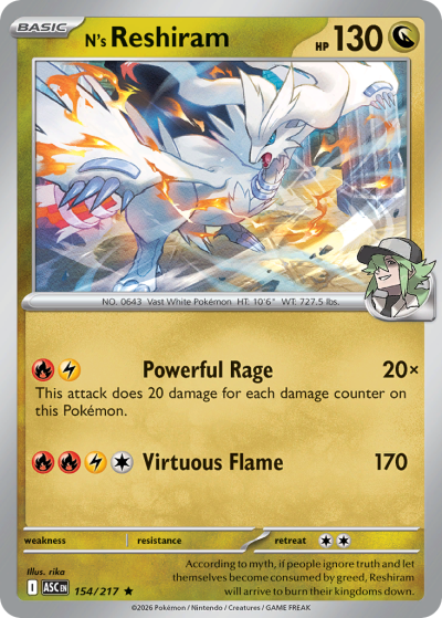 N's Reshiram 154/217 Ascended Heroes Pokemon card