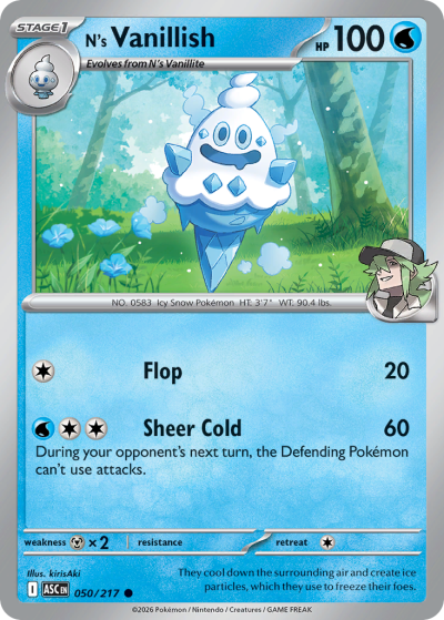 N's Vanillish 50/217 Ascended Heroes Pokemon card