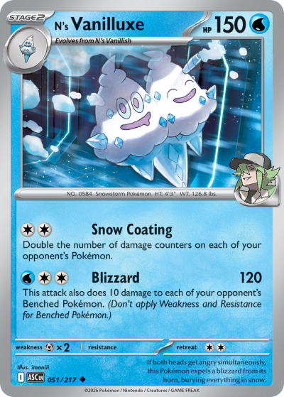 N's Vanilluxe 51/217 Ascended Heroes Pokemon card