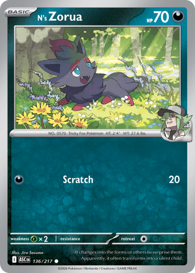 N's Zorua 136/217 Ascended Heroes Pokemon card