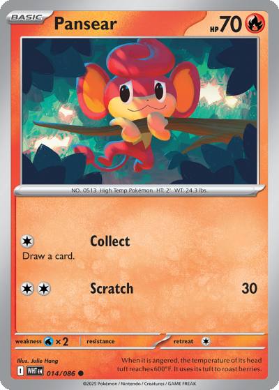 Pansear 14/86 White Flare Pokemon card