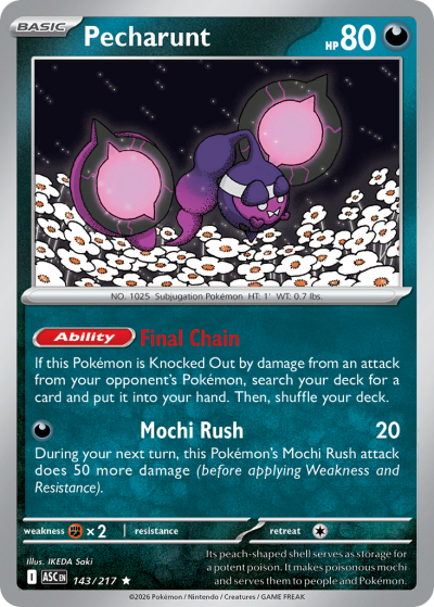 Pecharunt 143/217 Ascended Heroes Pokemon card