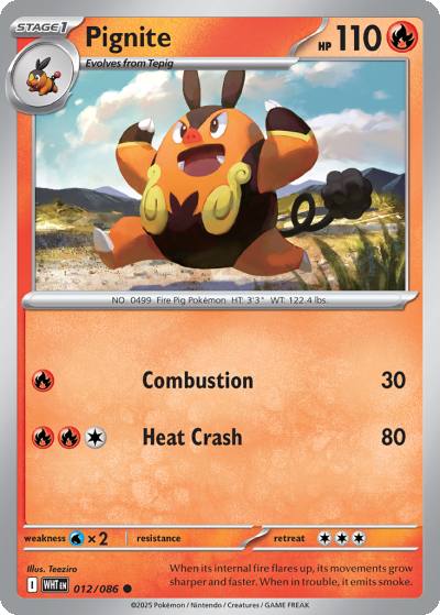Pignite 12/86 White Flare Pokemon card