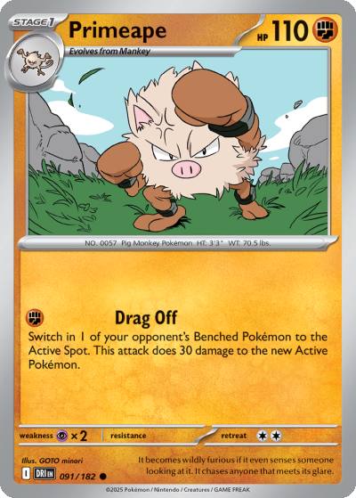 Primeape 91/182 Destined Rivals Pokemon card