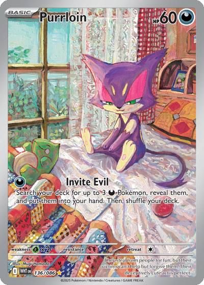 Purrloin 136/86 White Flare Pokemon card