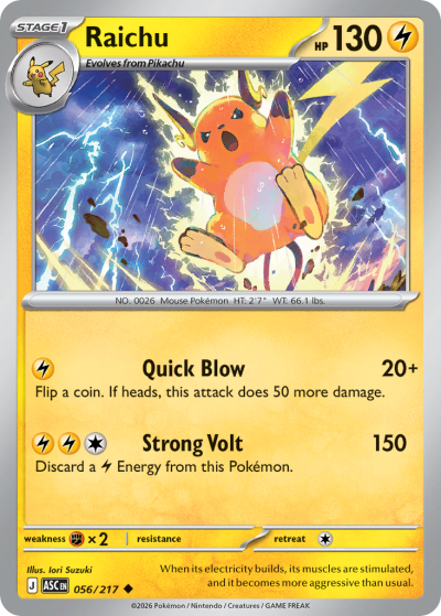 Raichu 56/217 Ascended Heroes Pokemon card