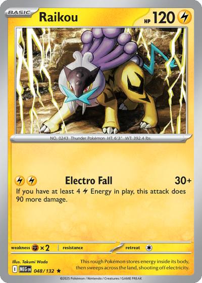Raikou 48/132 Mega Evolution Pokemon card