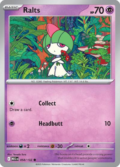 Ralts 58/132 Mega Evolution Pokemon card
