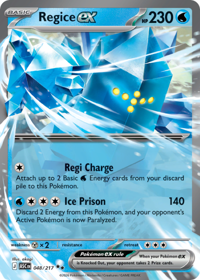 Regice ex 48/217 Ascended Heroes Pokemon card