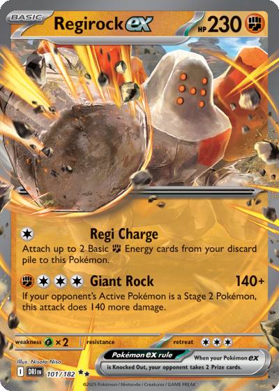 Regirock ex 101/182 Destined Rivals Pokemon card