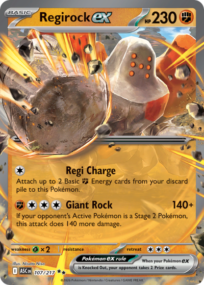 Regirock ex 107/217 Ascended Heroes Pokemon card
