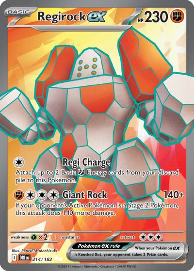 Regirock ex 214/182 Destined Rivals Pokemon card