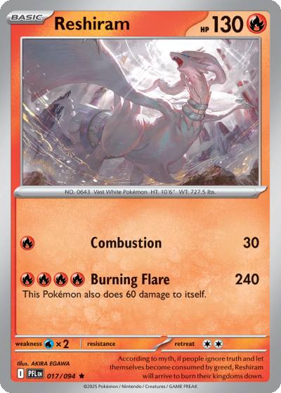 Reshiram 17/94 Phantasmal Flames Pokemon card