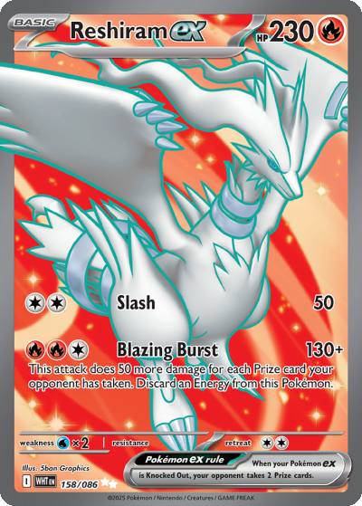 Reshiram ex 158/86 White Flare Pokemon card