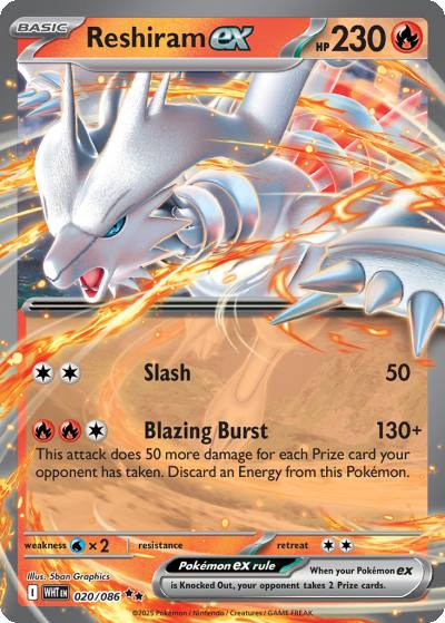 Reshiram ex 20/86 White Flare Pokemon card