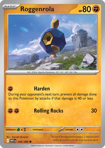 Roggenrola 46/86 White Flare Pokemon card
