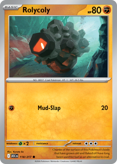 Rolycoly 118/217 Ascended Heroes Pokemon card