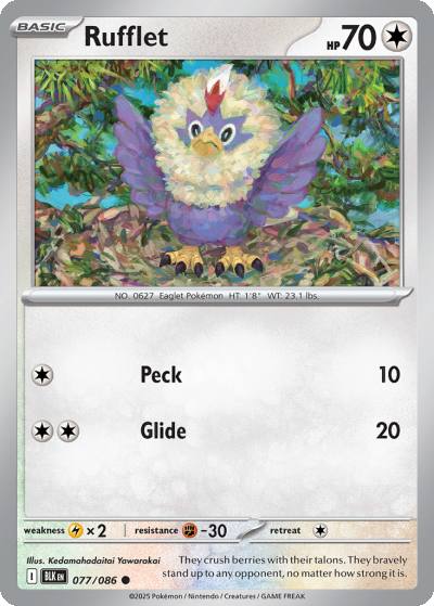 Rufflet 77/86 Black Bolt Pokemon card