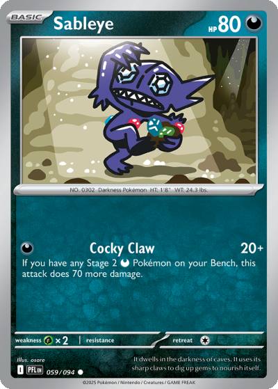 Sableye 59/94 Phantasmal Flames Pokemon card