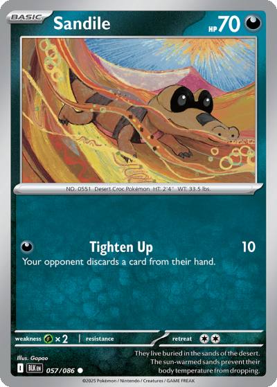 Sandile 57/86 Black Bolt Pokemon card