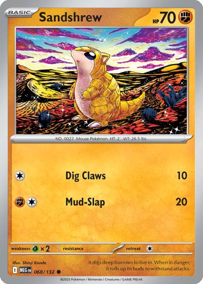Sandshrew 68/132 Mega Evolution Pokemon card