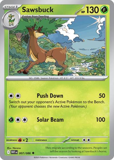 Sawsbuck 7/86 White Flare Pokemon card