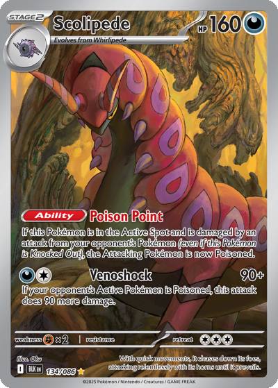 Scolipede 134/86 Black Bolt Pokemon card