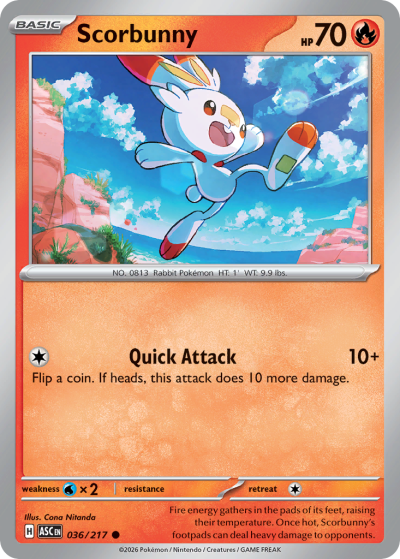 Scorbunny 36/217 Ascended Heroes Pokemon card