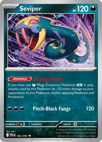 Seviper 62/94 Phantasmal Flames Pokemon card