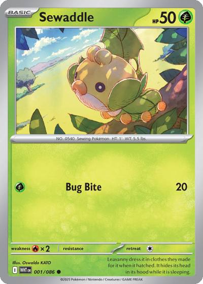 Sewaddle 1/86 White Flare Pokemon card