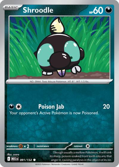 Shroodle 91/132 Mega Evolution Pokemon card
