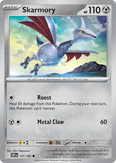 Skarmory 141/182 Destined Rivals Pokemon card