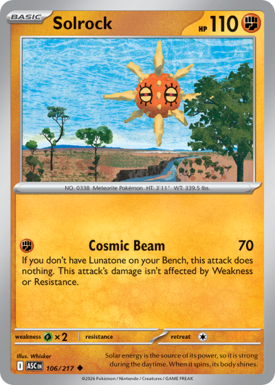 Solrock 106/217 Ascended Heroes Pokemon card