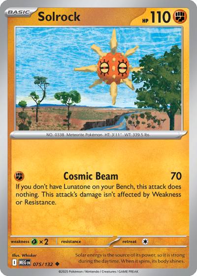 Solrock 75/132 Mega Evolution Pokemon card