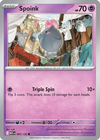 Spoink 62/132 Mega Evolution Pokemon card