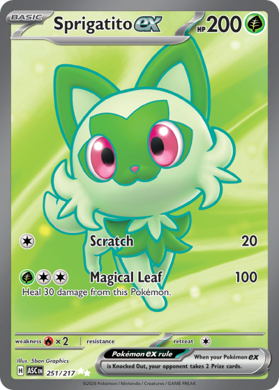 Sprigatito ex 251/217 Ascended Heroes Pokemon card